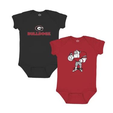 Imagem de Little King Pacote com 2 bodies NCAA manga curta - 100% algodão - vermelho e preto - 12 meses