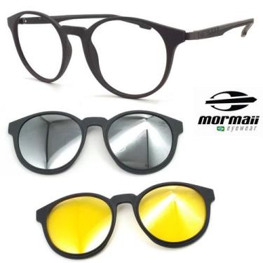 Imagem de Armação Grau Redondo Mormaii Swap 2 6071 A14 + 2 Clipons pn, Preto