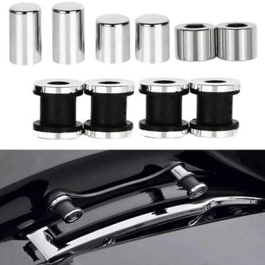 Imagem de Kit de 4 capas TDZ de encaixe de 4 pontos e 4 capas cromadas Sissy Bar Bagageiro adequado para Harley Touring Street Glide Electra Glide Road Glide Road King 2009-2024