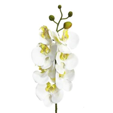 Imagem de Haste Artificial Orquídea 3D X7 Decorativo 74x14cm - Grillo, Branco