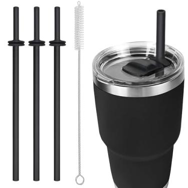 Imagem de Canudos para YETI Rambler Yeti Acessórios reutilizáveis canudos de silicone substituição para copo Yeti 30/567.0 g copo Magslider tampa grau alimentício e livre de BPA pacote com 3 com escova de