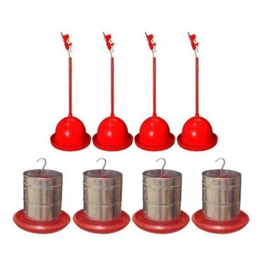 Imagem de Bebedouro Pendular+ Comedouro Galvaniz. 5Kg Aves  4 De Cada 