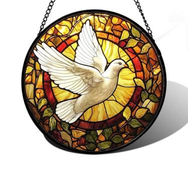 Imagem de DASTOLL Pendurado em janela de vitral, apanhadores de sol de pomba branca voadora, painel de diamante para pendurar pássaros fofos, decoração de aniversário para mulheres, homens, esposa, tia e mãe
