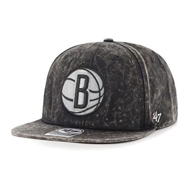 Imagem de '47 nba Gamut Captain Adjustable Captain Snapback Hat, Adulto One Size Fits All - Brooklyn Nets Preto