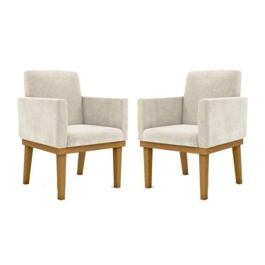 Imagem de Kit 02 Cadeiras C/Base Mesa/Estudos Poltrona bege