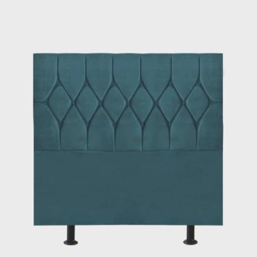 Imagem de Cabeceira Estofada Istambul Botão Capitonê 120cm Viúva Solteirão Para Cama Box Quarto Suede Azul Turquesa - Ahz Móveis
