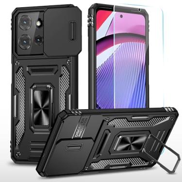 Imagem de SunStory Capa de celular para Motorola Moto G Power 5G 2025/Moto G Play 5G 2025 com protetor de tela HD, capa de câmera deslizante e suporte, [grau militar] capa de telefone para (Z_Preto)