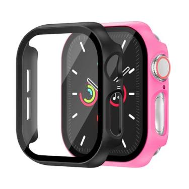 Imagem de Pacote com 2 capas rígidas para Apple Watch Series 10 de 46 mm, proteção total, protetor de tela integrado [sensível ao toque], capa protetora fina para iWatch S10, acessórios de 46 mm, preto/vermelho