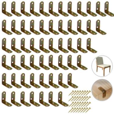 Imagem de Kit 60 Peças Cantoneira L Reforço Moveis 3cm Parafusos 200 - STORE SHA