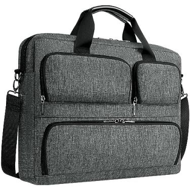 Imagem de DOMISO Capa para laptop de 15-15,6 polegadas à prova d'água pasta de negócios bolsa de computador portátil com alça de ombro para HP ProBook/Acer/Dell Precision, cinza escuro