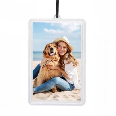 Imagem de LUAATT Porta-retratos para decoração de carro, altamente transparente, compatível com Polaroid Mini 8 x 5 cm, 2 unidades com suporte para exibição de fotos com cordão
