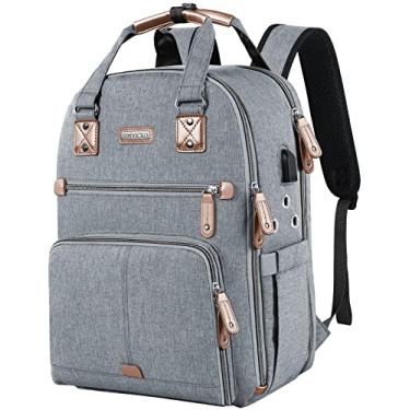 Imagem de Bolsa de crochê, mochila de tricô e organizador de sacolas com porta de carregamento USB, bolsa grande de armazenamento de fios para transportar projetos, agulhas de tricô, agulhas de crochê, serve para laptop de 15,6 polegadas