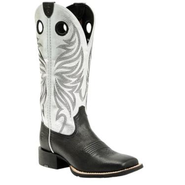 Imagem de Ariat Bota feminina redonda Ryder Western, Carbono escuro/prata antiga, 10 Wide