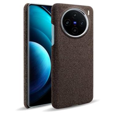 Imagem de Capa para vivo X100,Capa desenhada em lona,Case Protetora Ultrafina com Empunhadura Macia,Design em Tecido Antichoque e Antiarranhões-Brown