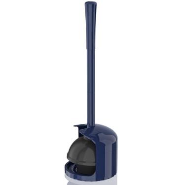 Imagem de Desentupidor de vaso sanitário com suporte, êmbolo com suporte para ralo de vaso sanitário de 13,5 cm, êmbolo para banheiro com suporte, desentupidor de vaso sanitário resistente (2, azul)