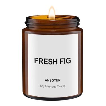 Imagem de Velas de massagem, óleo de massagem para presentes para casais, óleo corporal, loção corporal, soja comestível + óleo de semente de cânhamo, frascos - 127 g (figos frescos)