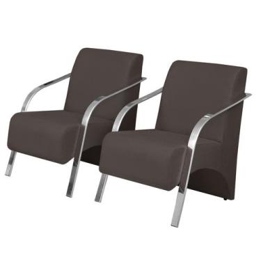Imagem de Kit 2 Poltronas Decorativas Vênus 1 Lugar Braço Pé Alumínio DSalla Sue