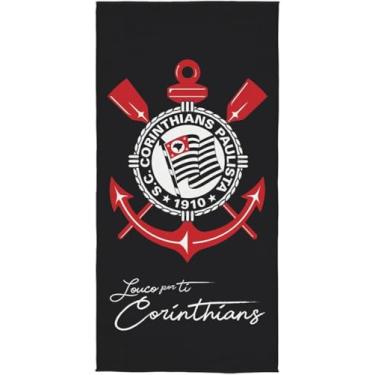 Imagem de Toalha Banho Corinthians PRETA Licenciada 1,40 X 0,70 | Compre Já