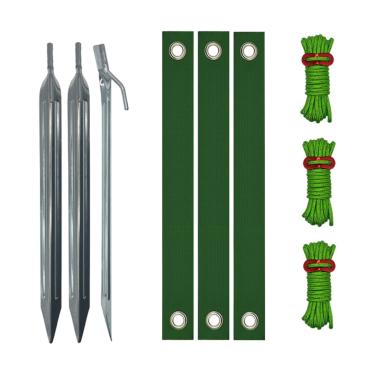 Imagem de Ｂｅｓｇａ Pesquisa de árvore de árvores pesadas e suporta mudas recém -plantadas versáteis em árvores inclinadas ancoragem kit de alisamento, Corda Verde, Estaca Prateada