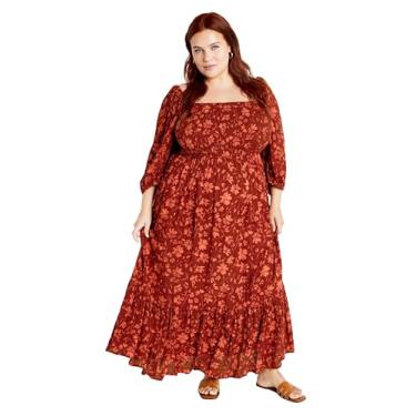 Imagem de Plus Size Maxi Kaylee PRT em floral enferrujado, Floral enferrujado, 60-62