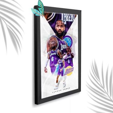 Imagem de Quadro Decorativo Lebron Lakers + Vidro 33x25 Sala Escritório