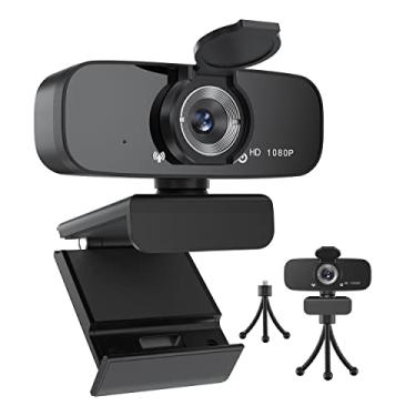 Imagem de Argmao Webcam HD 1080p com microfone para desktop, câmera de computador USB com capa de webcam e suporte de câmera web, webcam de transmissão de ângulo amplo de 110 graus para PC Zoom/Chamadas de