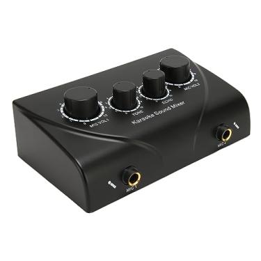 Imagem de Misturador de Som Profissional de karaokê Com Entrada Microfone Duplo e Controles Volume para Home Theater - Plug and Play (Plugue da UE)