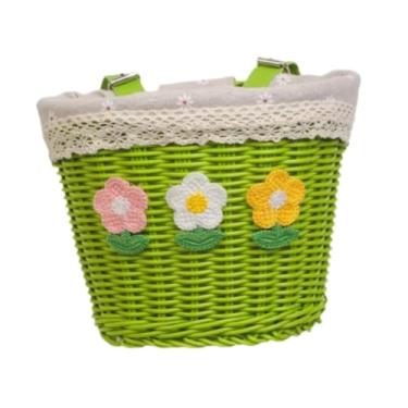 Imagem de YIJU Cesta de bicicleta infantil, acessórios para bicicleta, fácil de instalar, portátil, leve, cesta de tecido para triciclos, compras, esportes