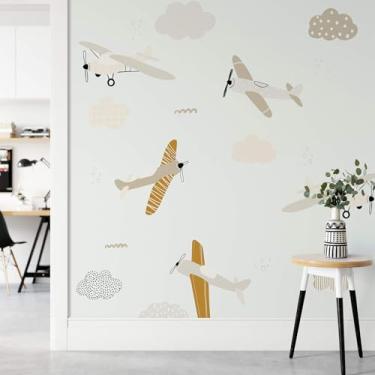 Imagem de Papel de Parede Para Quarto Infantil Aviões e Nuvens 6m²