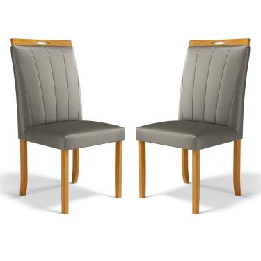Imagem de Kit Com 2 Cadeiras Aurora Madeira Maciça Estofadas Para Mesa De Jantar