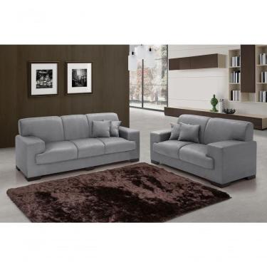 Imagem de Sofá Manu Conjunto 2 E 3 Lugares Clássico Fixo Confortável Sala Império Cinza 380