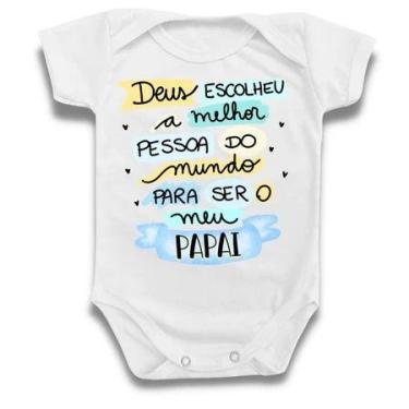 Imagem de Body Infantil Roupa De Bebê Frase Anunciar Gravidez Deus Papai Azul Ge