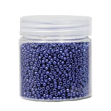 Imagem de BALABEAD Grânulos de semente de 3 mm cor azul marinho fosco cerca de 4000 peças/110 gramas em caixa 8/0 contas de sementes de artesanato de vidro para fabricação de joias (azul marinho fosco)