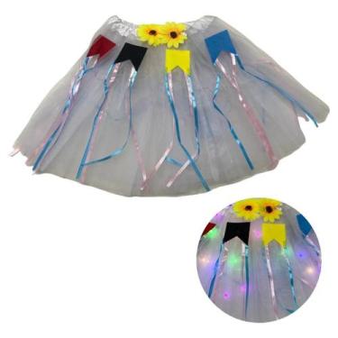 Imagem de Saia de tule com led de festa junina arraiá 40cm - DreamInbox, Branco