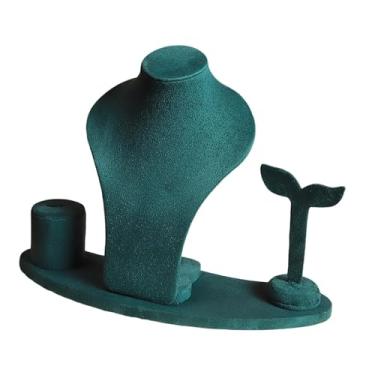 Imagem de Dynwave Suporte para manequim de colar, suporte para exibição de joias para mulheres, para corrente de pingente, para brincos para prateleiras, loja, quarto, Verde
