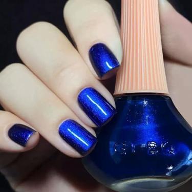 Imagem de KAHSOSE Esmalte Em Gel Com Glitter Holográfico De Longa Duração E Secagem Rápida - Azul Pérola, Escuro, Cromo Royal