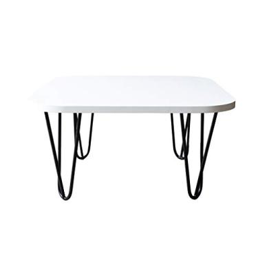 Imagem de Mesa De Centro Pés Hairpin Legs Lateral De Apoio Para Sala Estar Dormitório Branco Laca