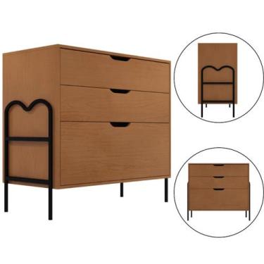 Imagem de Cômoda 3 Gavetas Marrom Preto Nature Retrô Oasis - Lion Loja, nature