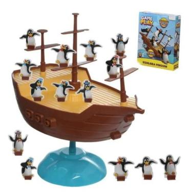 Imagem de Jogo De Equilíbrio Navio Pirata De Brinquedo Com Pinguins 37 Peças Int