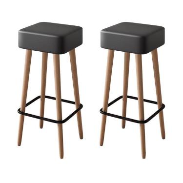 Imagem de Kit 2 Banquetas Dubai 70cm Couríssimo Preto - Salaone Preto