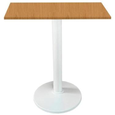 Imagem de Mesa Zeta Ferro Branco 75 cm Alt Disco Redondo Tampo MDP Quadrado 80 c