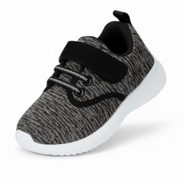 Imagem de Bless Children Tênis infantil – Sapatos descalços largos para meninos e meninas, malha respirável, leve, antiderrapante para caminhada e corrida, Black1901, 17