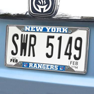 Imagem de FANMATS 17170 NHL – Moldura para placa de carro New York Rangers, preta, 16 x 31 cm/pequeno