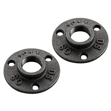 Imagem de Flange de piso de 1,9 cm - Home Expert 20 pacotes de tubo de ferro fundido maleável com furo rosqueado para decoração vintage industrial
