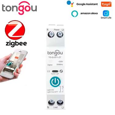 Imagem de Disjuntor Inteligente Zigbee 40A, Compativel Com Google Assistant e Alexa, Tongou, SY1-JZT, Sem Medição - Branco
