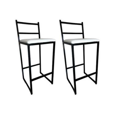 Imagem de Kit 2 Banqueta Alta para Cozinha Área Externa e Balcão Lisboa Assento 