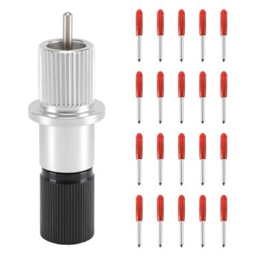 Imagem de BFVV CB09 CB09U Graphtec Base de suporte de lâmina com 20 peças de lâminas de corte (45 graus) para cortadores e plotters de vinil Graphtec, ideal para artesanato DlY, gravação de carimbo de borracha