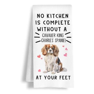 Imagem de HSIASHENG Toalhas de mão engraçadas Cavalier King para cozinha, decoração de casa de banho, uma cozinha não está completa sem uma toalha de prato Cavalier King, presente para amantes de cães, 40 × 61