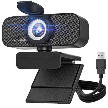 Imagem de SZGIARUY Webcam para PC com microfone, câmera de computador 1080p com foco automático e correção de pouca luz, câmera USB Plug & Play para laptop/desktop, microfone redutor de ruído para zoom/Skype