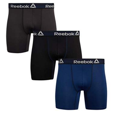 Imagem de Cueca boxer masculina de absorção de umidade com secagem rápida para desempenho Reebok (3 unidades), preta/azul-marinho/Cinza escuro, tamanho GG'